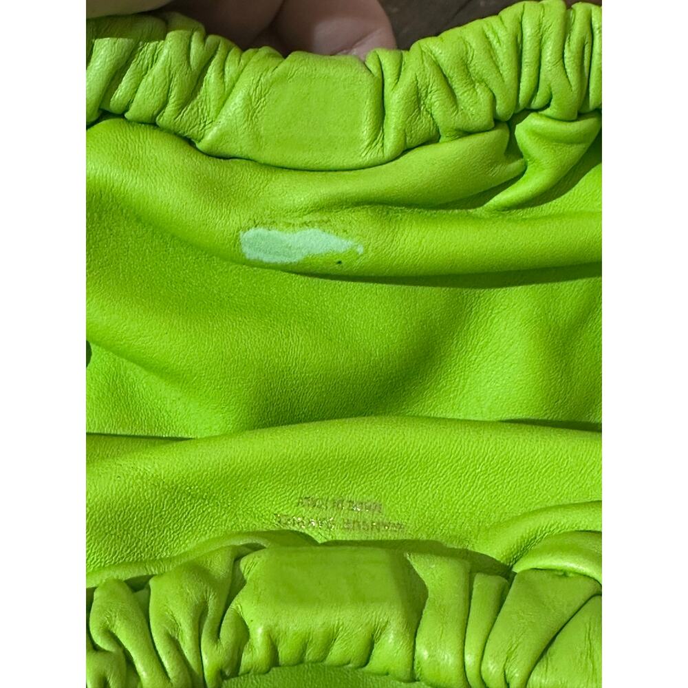 Mansur Gavriel Neon Green Lambskin Leather Mini Cloud Clutch No Strap Purse Bag View 3